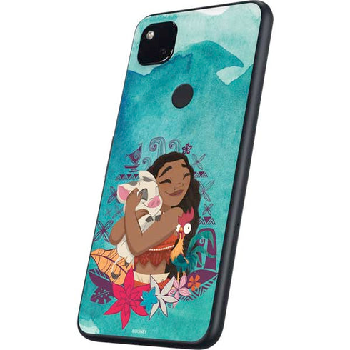 Disney Princess Moana with Pua and Heihei Google Pixel 4a Skin